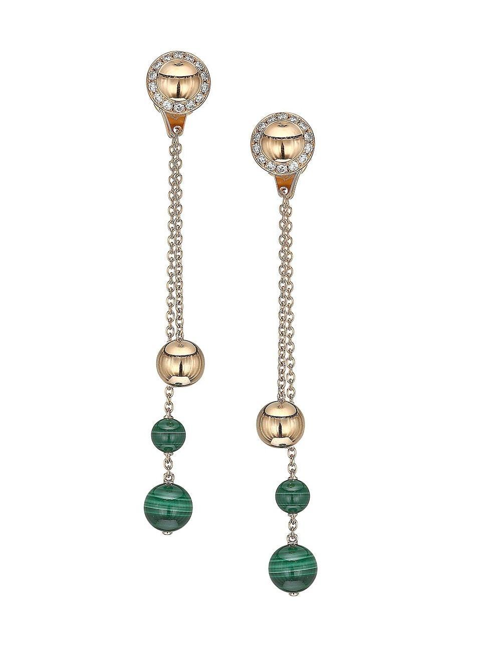 Womens Possession 18K Rose Gold, Malachite & Diamond Drop Earrings Product Image