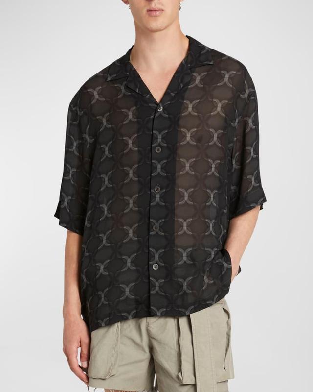 Mens Cassi Sheer Patterned Camp Shirt Product Image