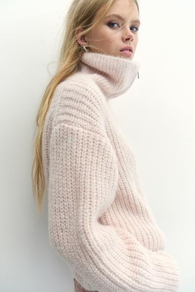 Rib-Knit Cardigan with Zipper Product Image