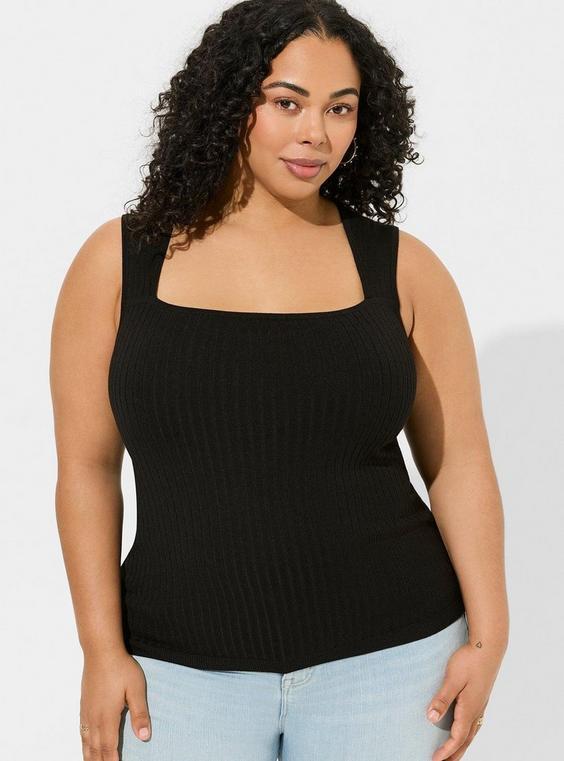 Fitted Square Neck Sweater Tank Product Image