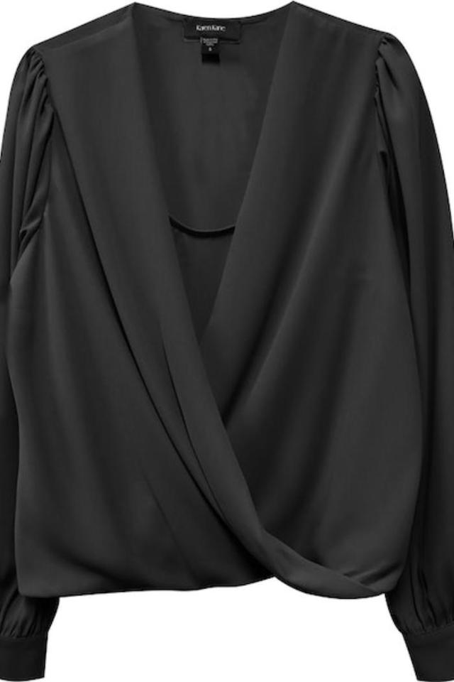 Drape Front Top - Black Product Image