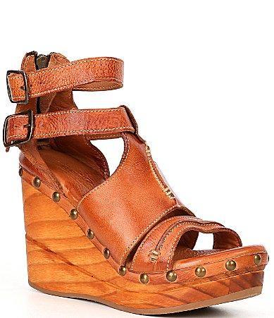 Bed Stu Princess Studded Leather Platform Wedge Sandals Product Image