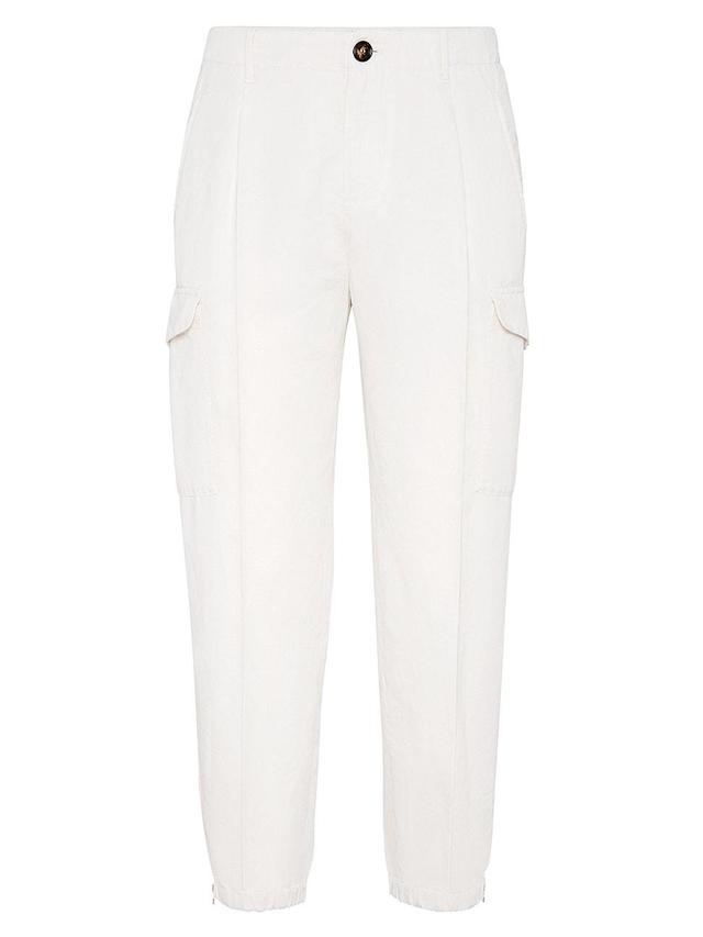 Mens Fit Trousers In Twisted Linen And Cotton Product Image