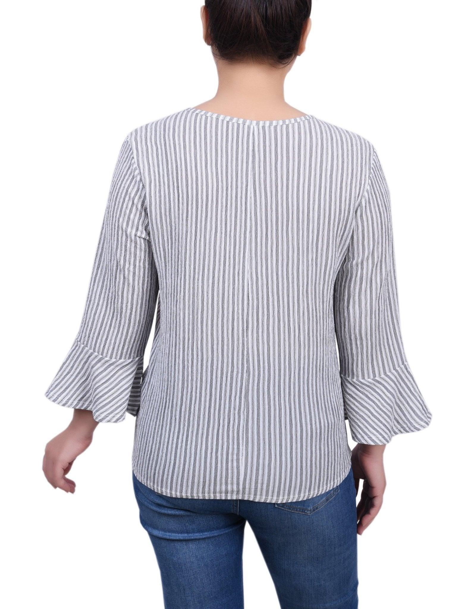 3/4 Bell Sleeve Textured Knit Top - Petite Product Image