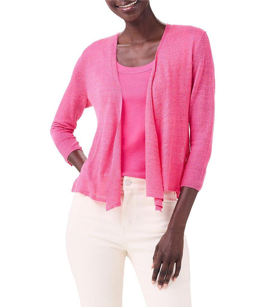 NIC + ZOE Lightweight 4-Way Linen Blend Open Front 3/4 Sleeve Cardigan product image