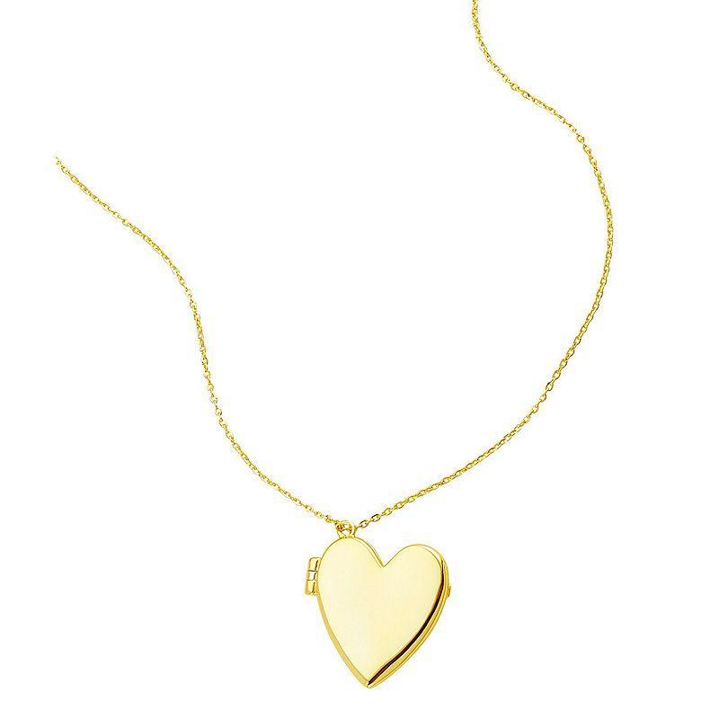 Adornia 14k Gold Plated Heart Locket Necklace, Womens Yellow Product Image