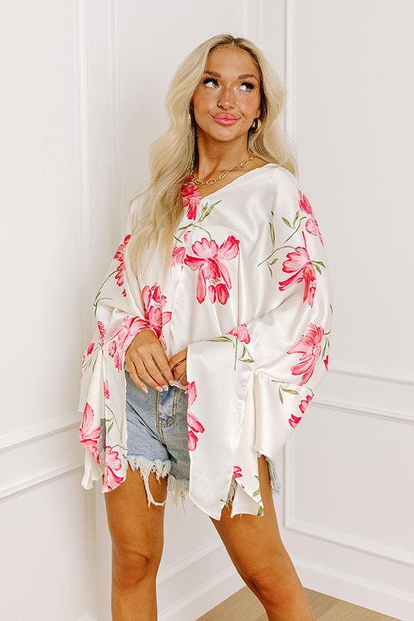 Botanical Bliss Satin Shift Top in Cream Product Image