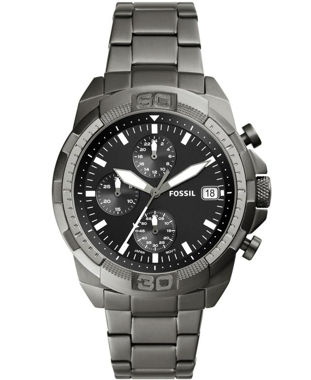 Fossil Mens Bronson Chronograph Smoke Stainless Steel Bracelet Watch Product Image