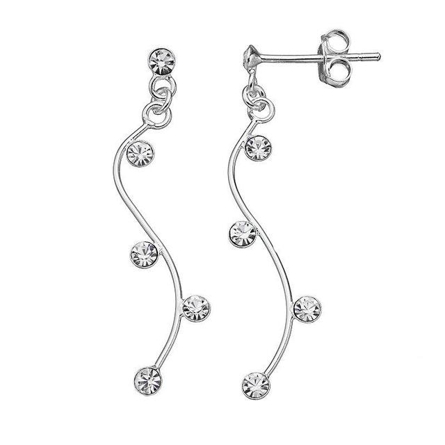 PRIMROSE Sterling Silver Cubic Zirconia Curved Drop Earrings, Womens, Grey Product Image