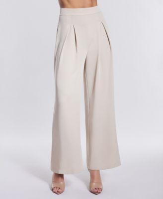 Women's Pleated Twill Wide-Leg Pants Product Image