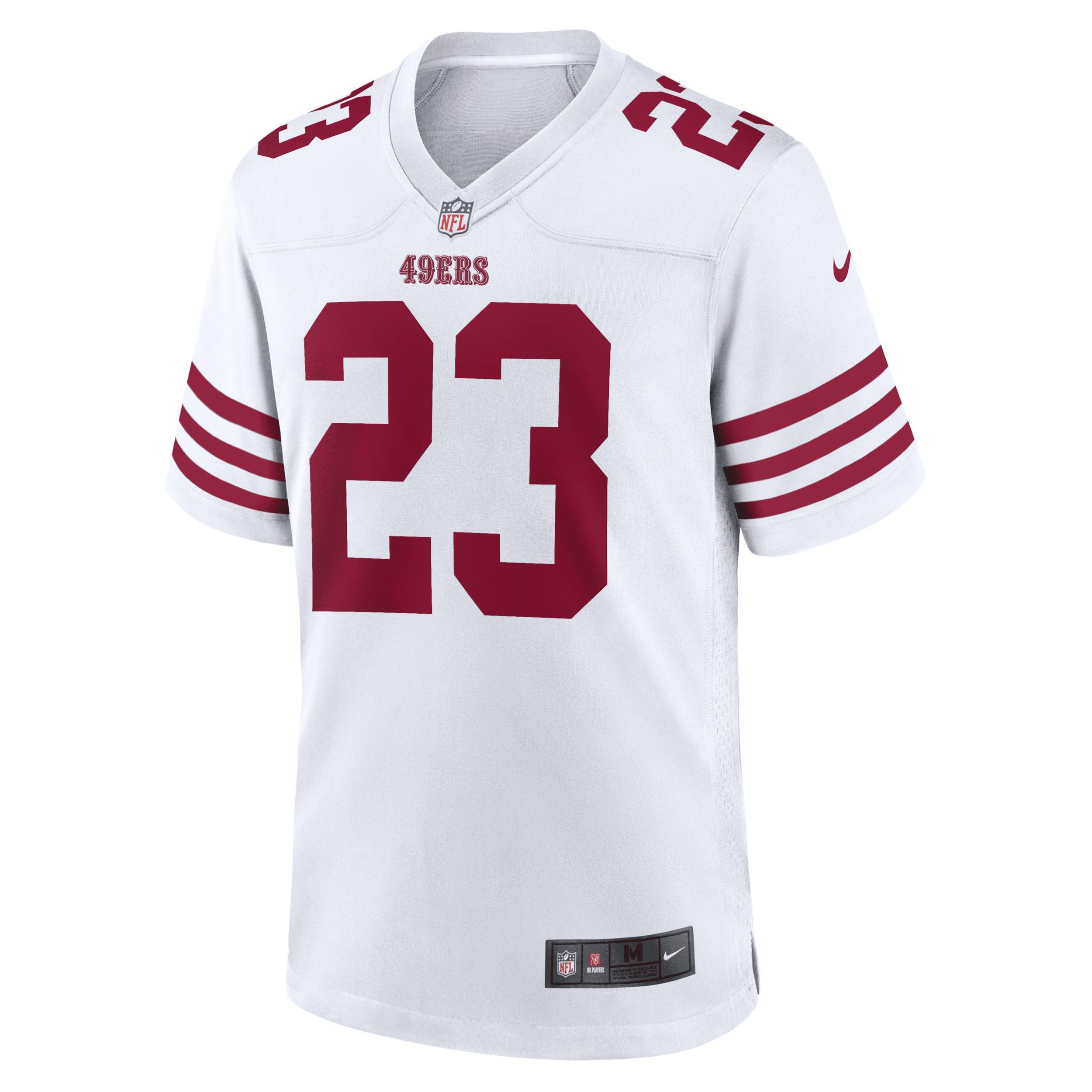 Nike Mens Christian McCaffrey San Francisco 49ers Game Player Jersey - White Product Image