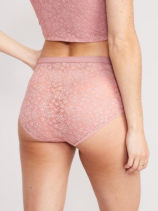 High-Waisted Lace Bikini Underwear Product Image