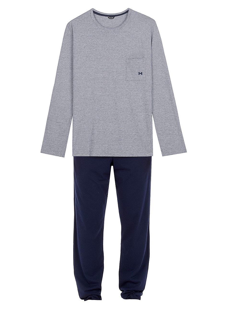 Mens 2-Piece Long-Sleeve Top & Pants Pajama Set Product Image