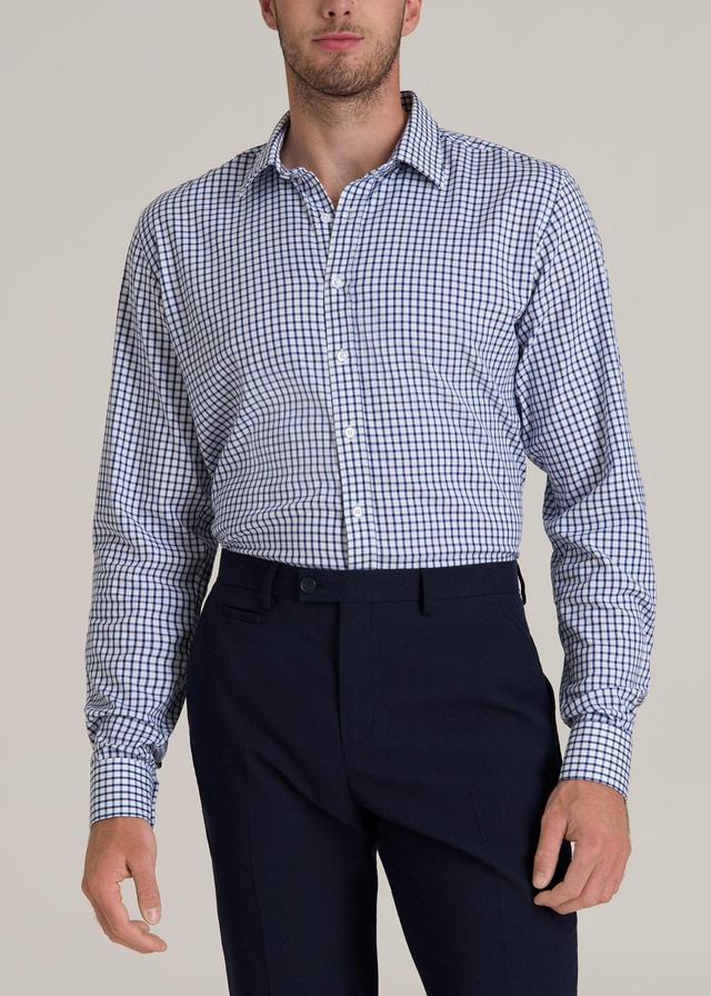 Oskar Button-Up Dress Shirt for Tall Men in Bright Blue Grid Product Image