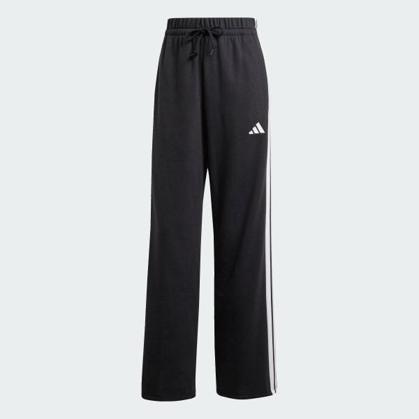 adidas Essentials 3-Stripes Open Hem French Terry Pants Black XL Womens Product Image