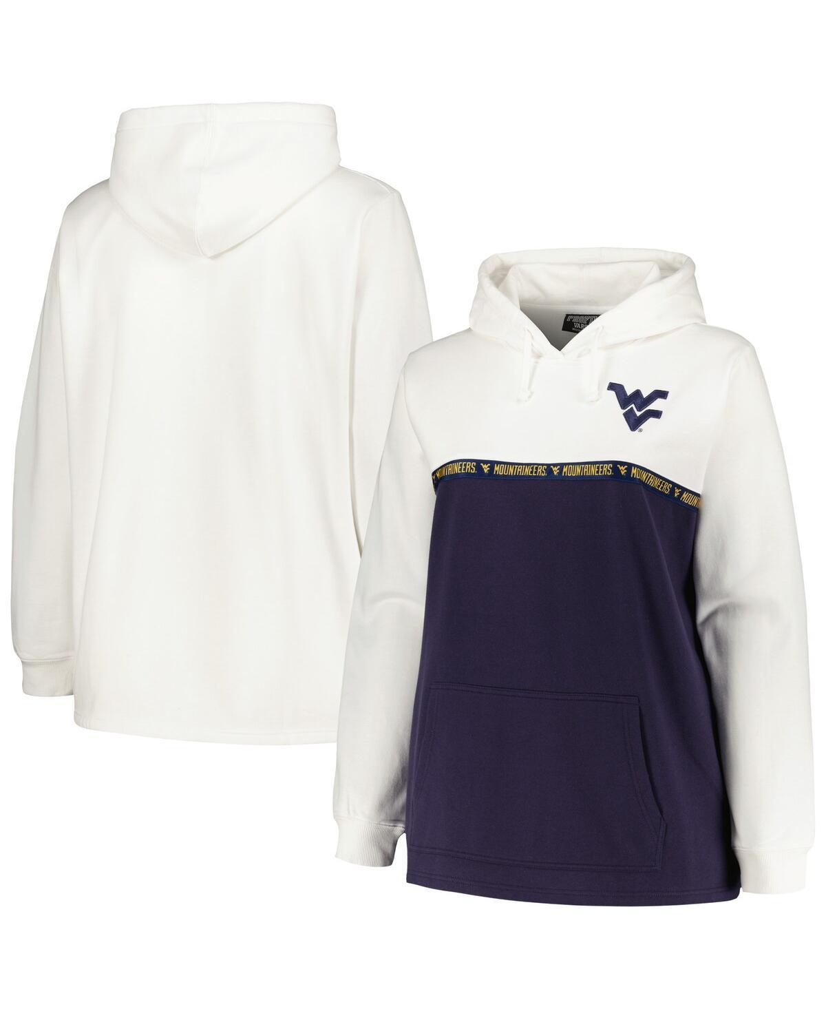 Womens Profile White West Virginia Mountaineers Plus Size Taping Pullover Hoodie - White Product Image