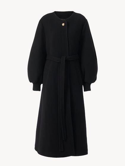 Balloon-sleeve long wrap coat Product Image