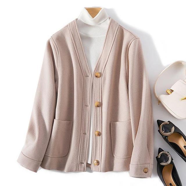 V-Neck Plain Button Jacket Product Image