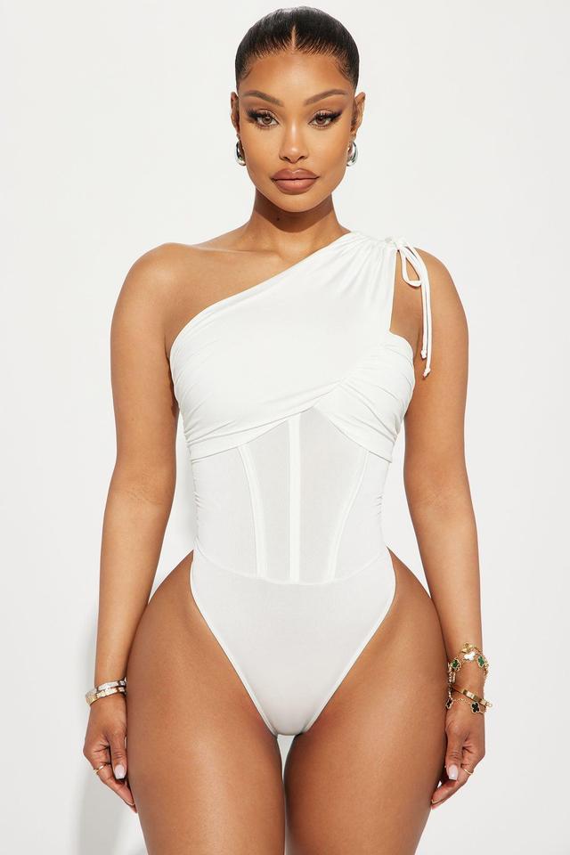 The Moment One Shoulder Bodysuit - Ivory Product Image