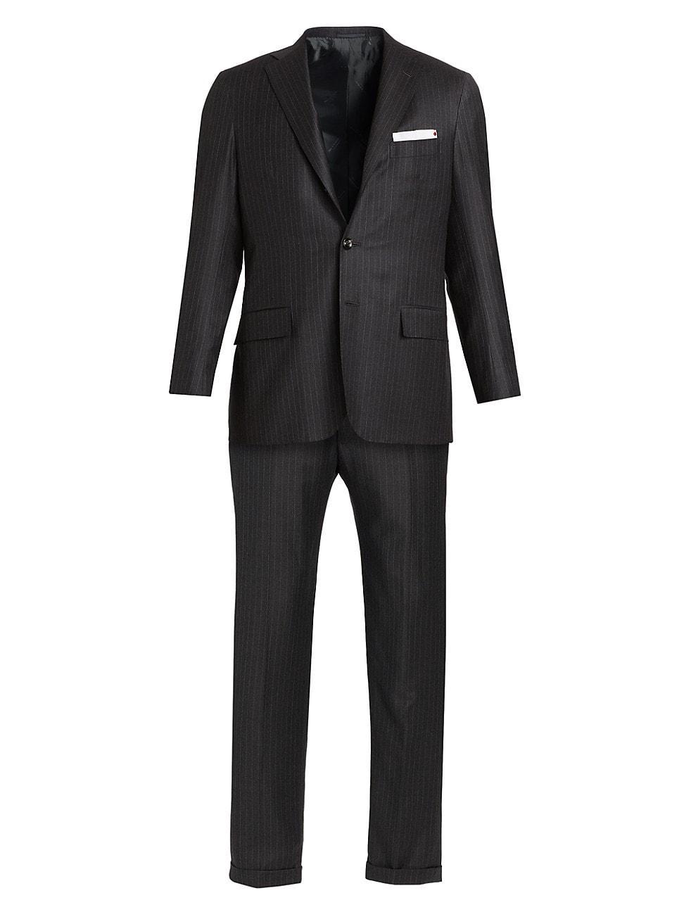 Mens Wool Pinstriped Suit Product Image