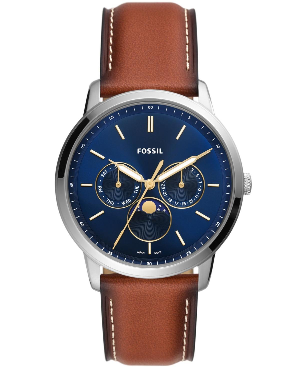 Fossil Mens Neutra Brown Leather Strap Watch 42mm - Blue Product Image