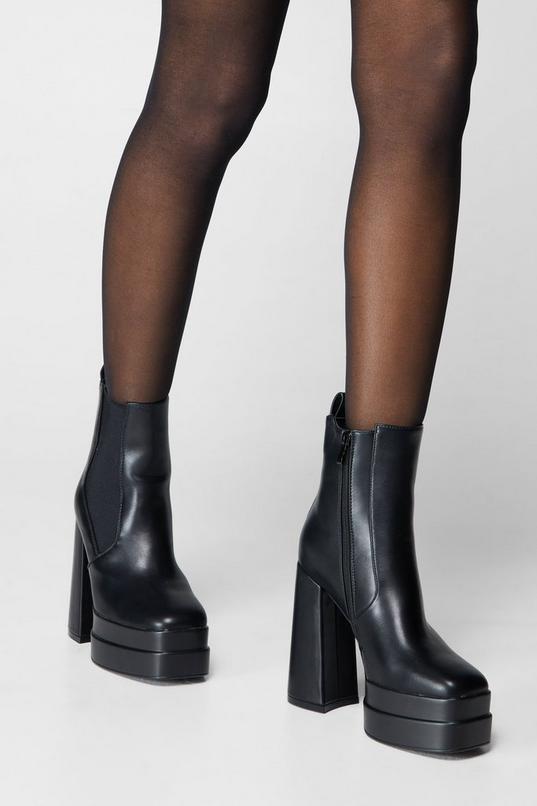 Faux Leather Platform Chelsea Ankle Boots product image