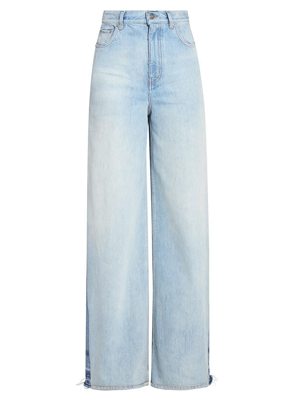 Womens Paneled Wide-Leg Jeans Product Image