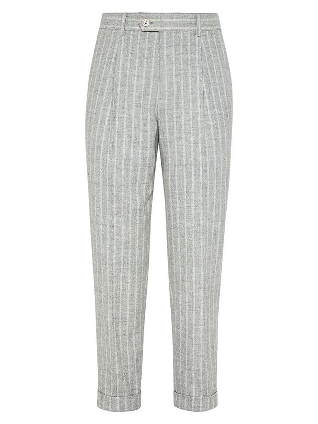 Mens Stripe Leisure Fit Trousers with Pleats Product Image