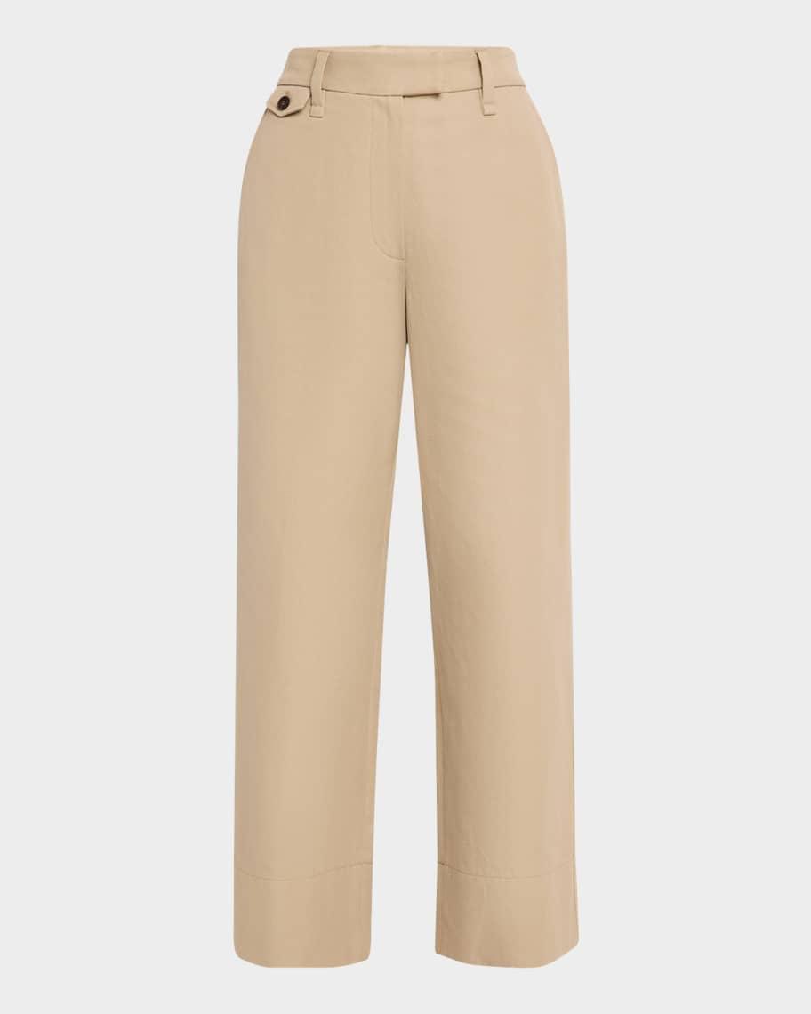 Cotton-Linen Wide-Leg Crop Chino Pants product image