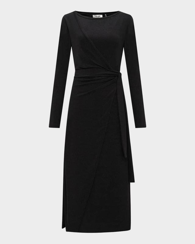 Simona Shimmer Wrap-Front Midi Dress Product Image