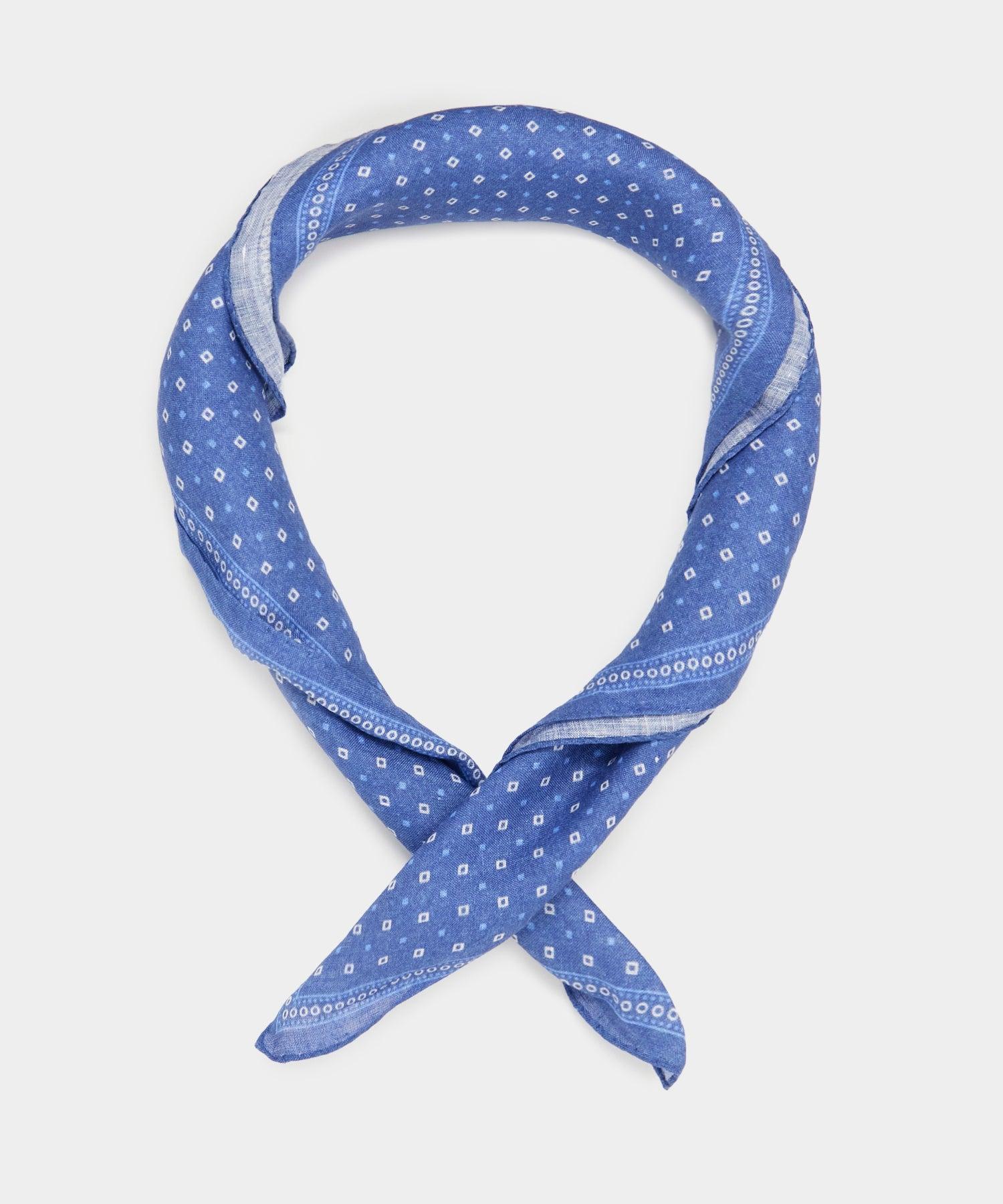 Linen Geo Neckerchief in Blue Product Image