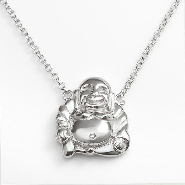 Sophie Miller Sterling Silver Cubic Zirconia Buddha Necklace, Womens White Product Image