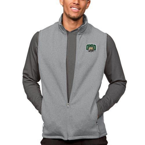 Mens Antigua Heather Gray Ohio Bobcats Course Full-Zip Vest Product Image