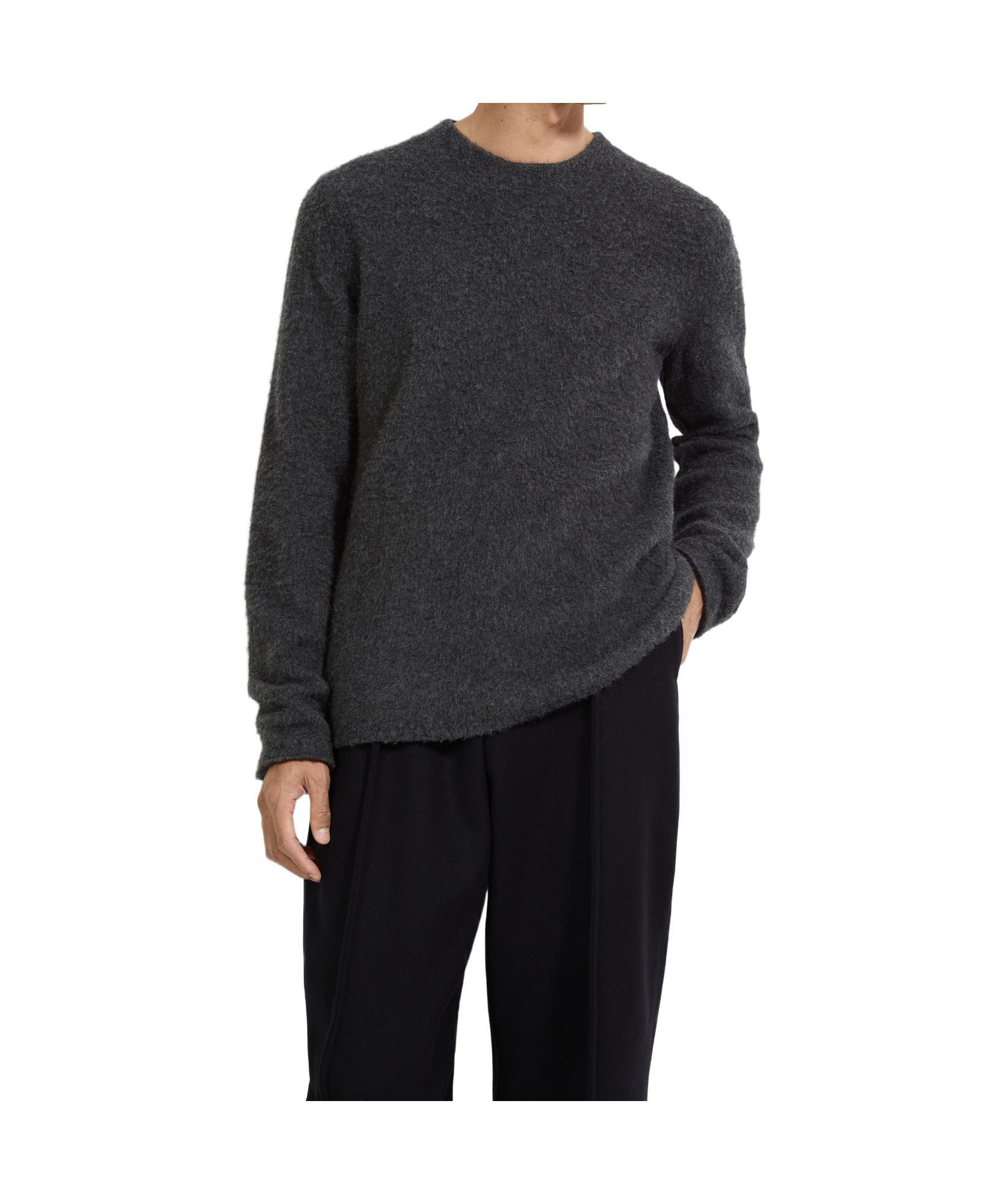 ZEGNA Dark Grey Mélange Oasi Cashmere Crewneck In Gris Foncé Chiné Product Image