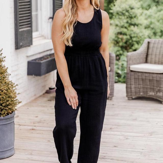 Seeing You Again Black Gauze Jumpsuit FINAL SALE Product Image