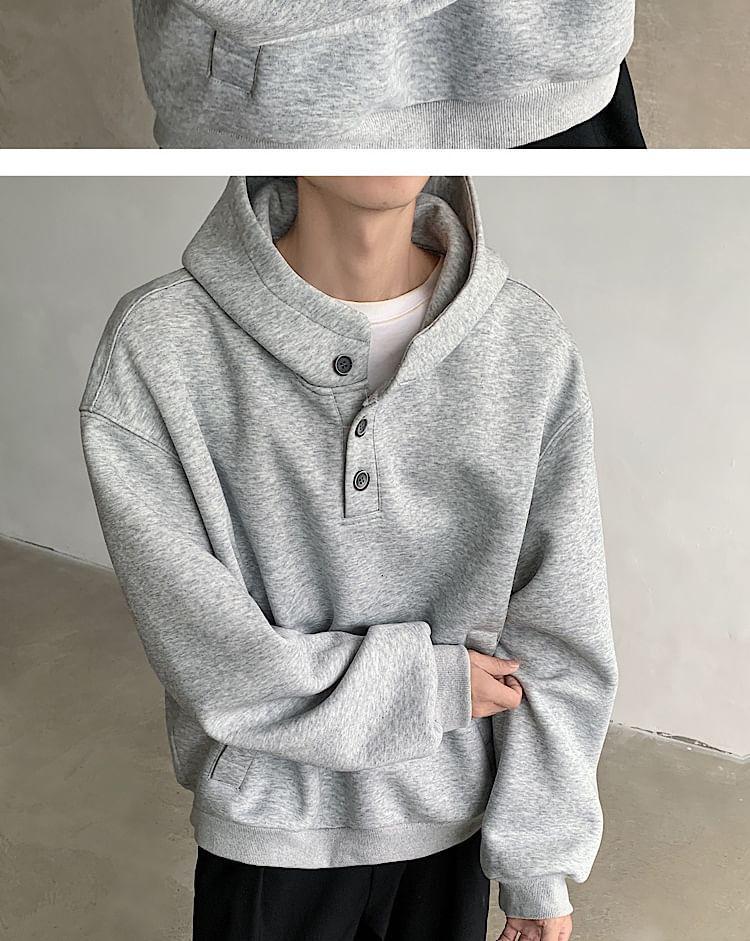 Henley Plain Hoodie Product Image