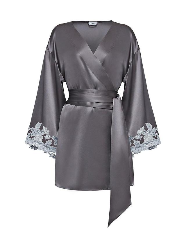 Womens Maison Lace Trim Silk Blend Robe Product Image