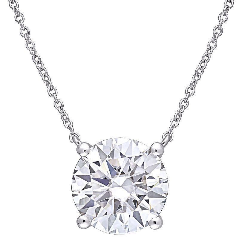 Stella Grace 10k White Gold Lab-Created Moissanite Solitaire Pendant Necklace, Womens Product Image