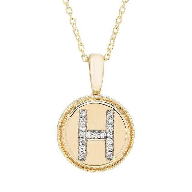 Its Personal 14k Gold Diamond Accent Signet Pendant Necklace, Womens Yellow H Product Image