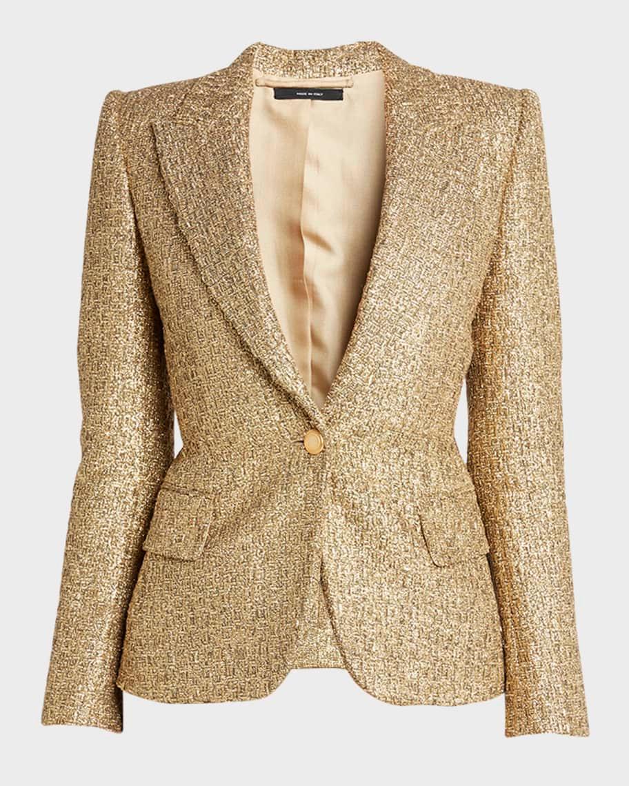 Metallic Tweed Blazer Jacket Product Image