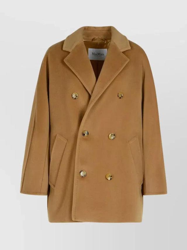 MAX MARA Wool And Cashmere Blend Coat With Double-breasted Design In Gold Product Image