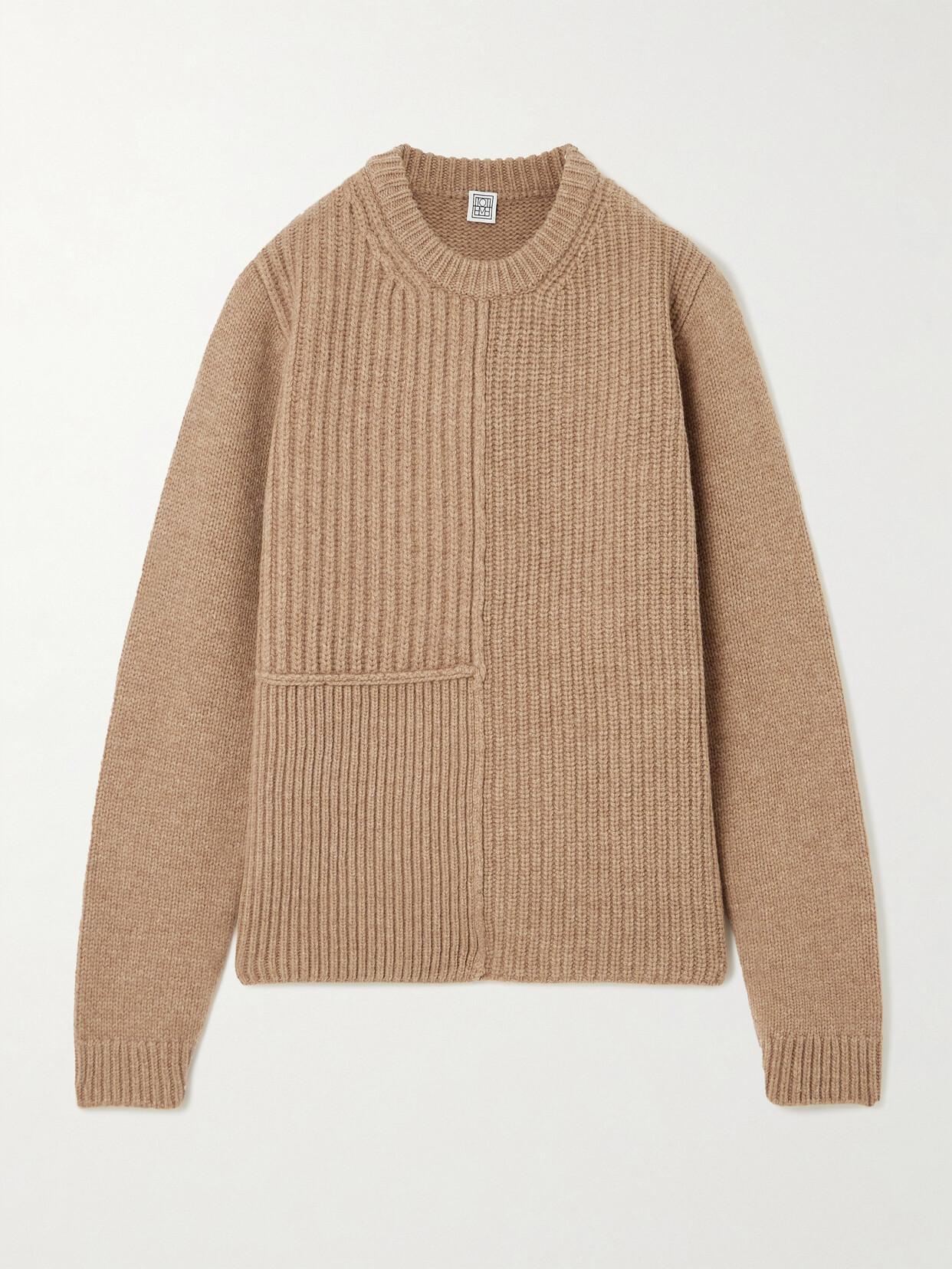 TOTÊME Paneled Ribbed Wool Sweater In Neutrals product image