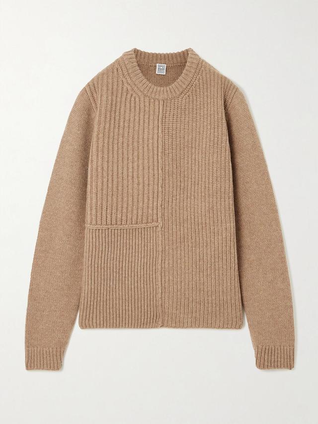 TOTÊME Paneled Ribbed Wool Sweater In Neutrals Product Image