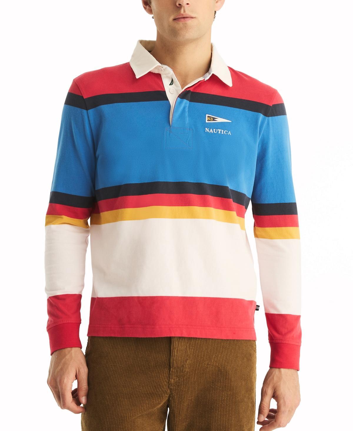 Nautica Mens Long Sleeve Colorblocked Rugby Shirt Product Image