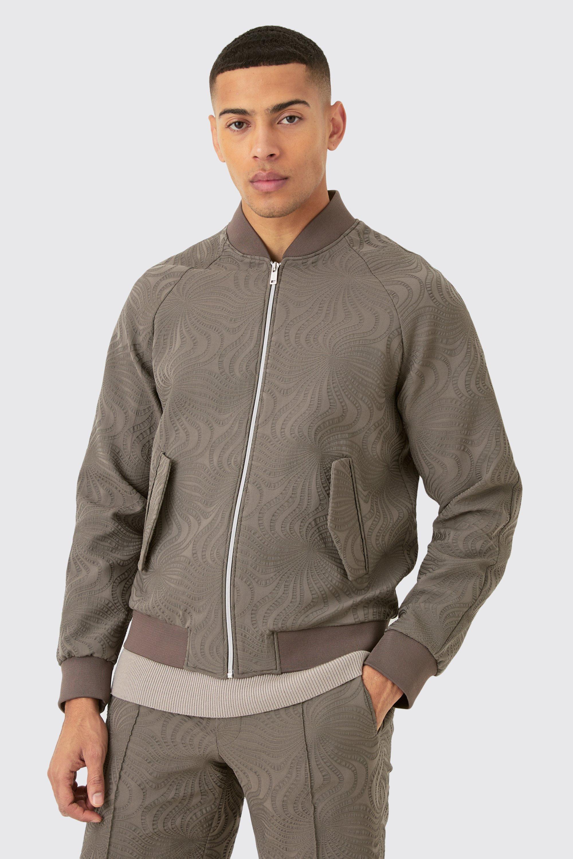 Textured Regular Fit Tailored Bomber Jacket | boohooMAN USA Product Image