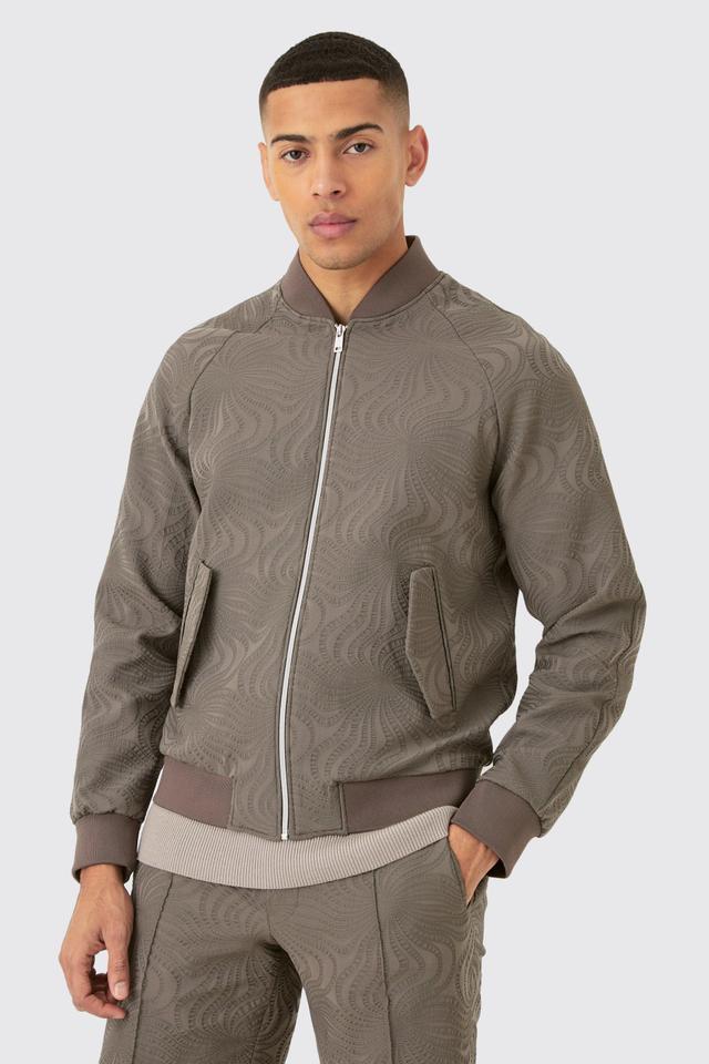 Textured Regular Fit Tailored Bomber Jacket | boohooMAN USA Product Image