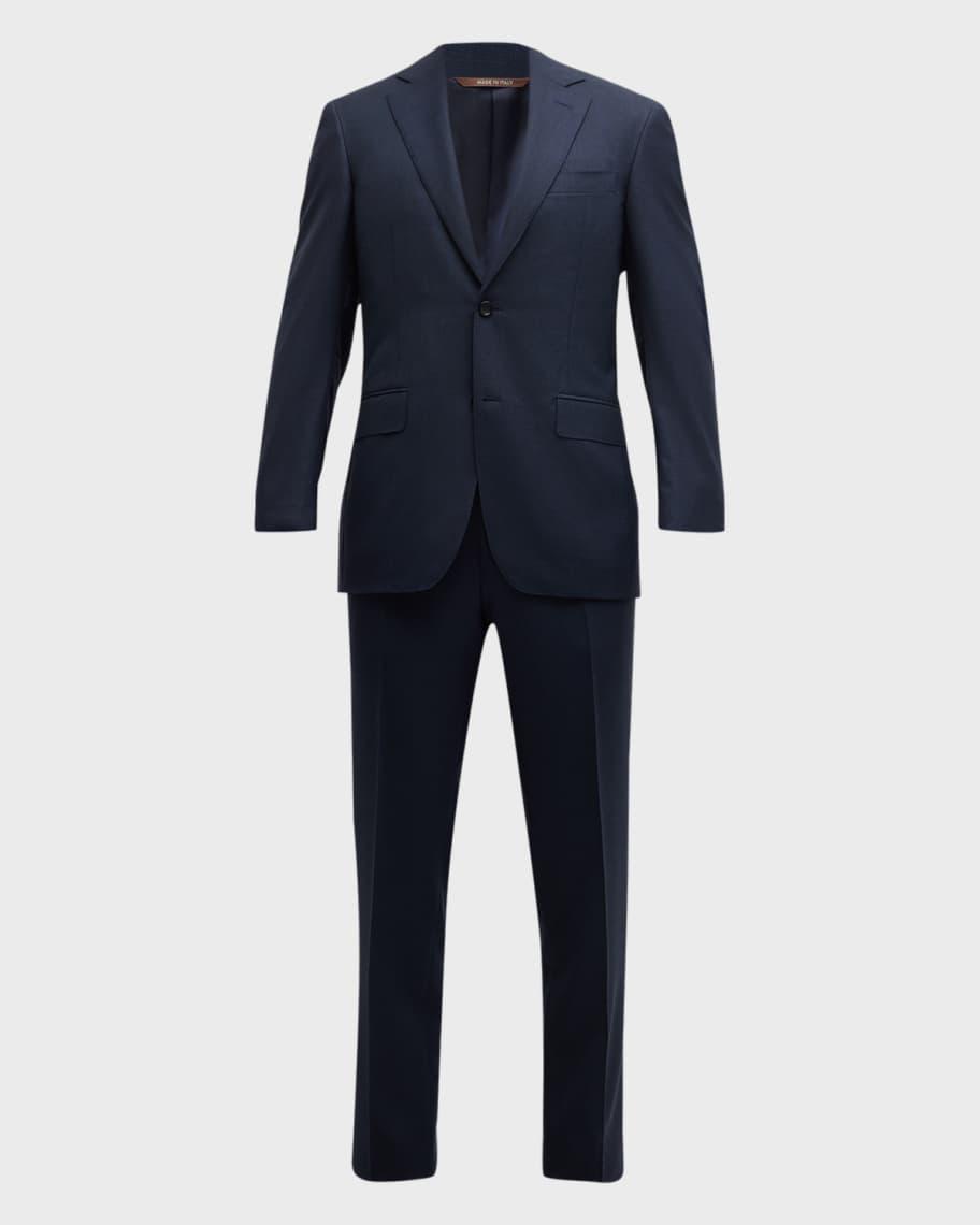 Men's Tonal Check Wool Suit Product Image