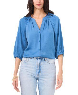 Vince Camuto Womens Raglan-Sleeve Button-Front Top Product Image