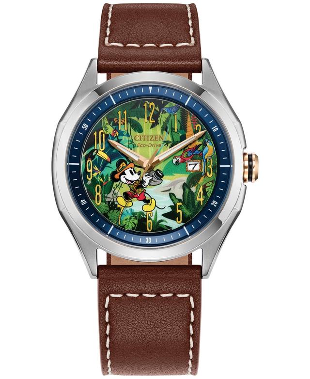 Citizen Mens Disney Citizen Mickey Mouse Explorer Three Hand Brown Leather Strap Watch Product Image