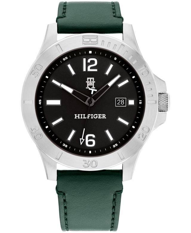 Tommy Hilfiger Mens Quartz Green Leather Strap Watch 46mm - Green Product Image